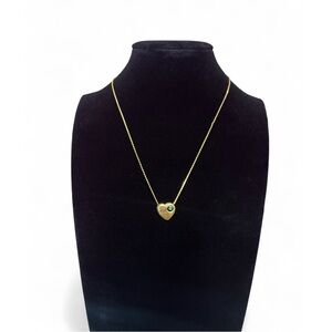 Vintage Gold Heart Pendant Necklace with Blue Stone Inside Women’s Jewelry